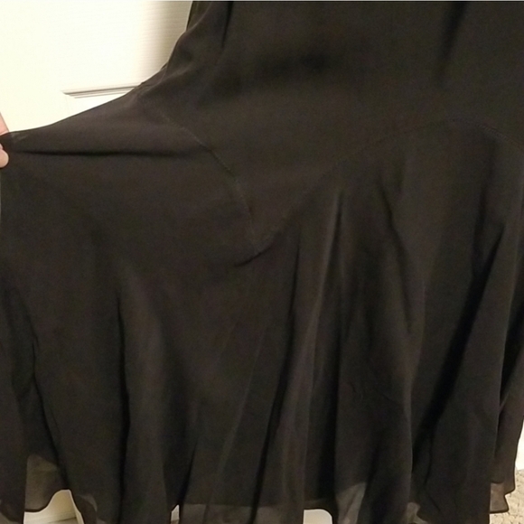 TED BAKER London Black Silk Dress Ruffle Trim and Bow Tie Accent Empire Waist - Picture 9 of 16